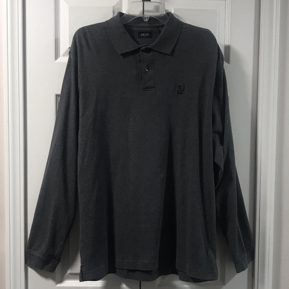 IZOD Men's Dark Gray Long Sleeve Polo